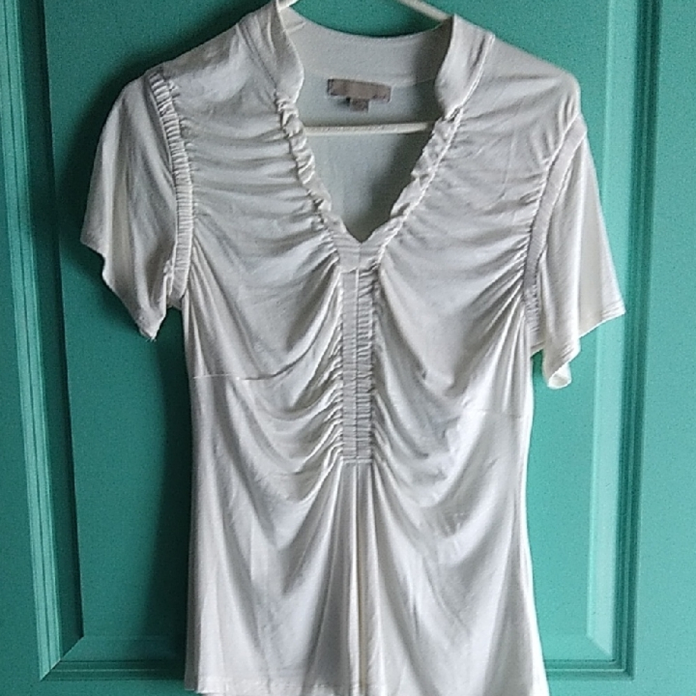One A White Ruched Blouse